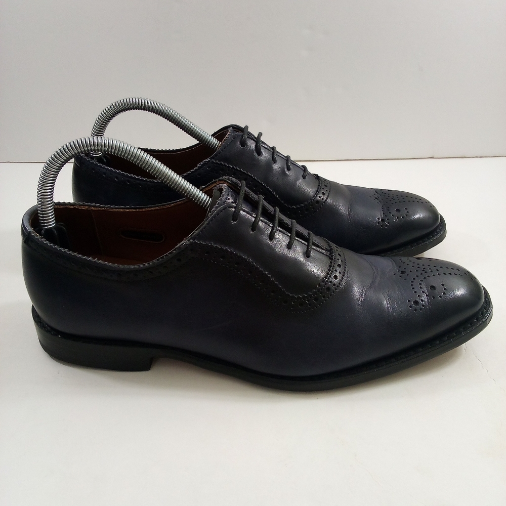 Allen Edmonds Cornwallis Men 9.5 Brogue Wingtip Navy Blue Leather Oxfords 1313